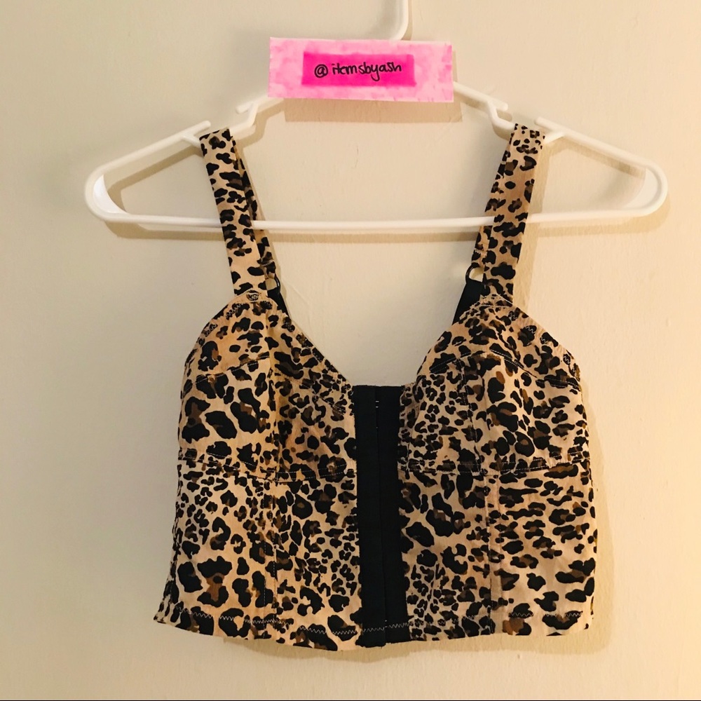 Leopard Print Front Open Bustier